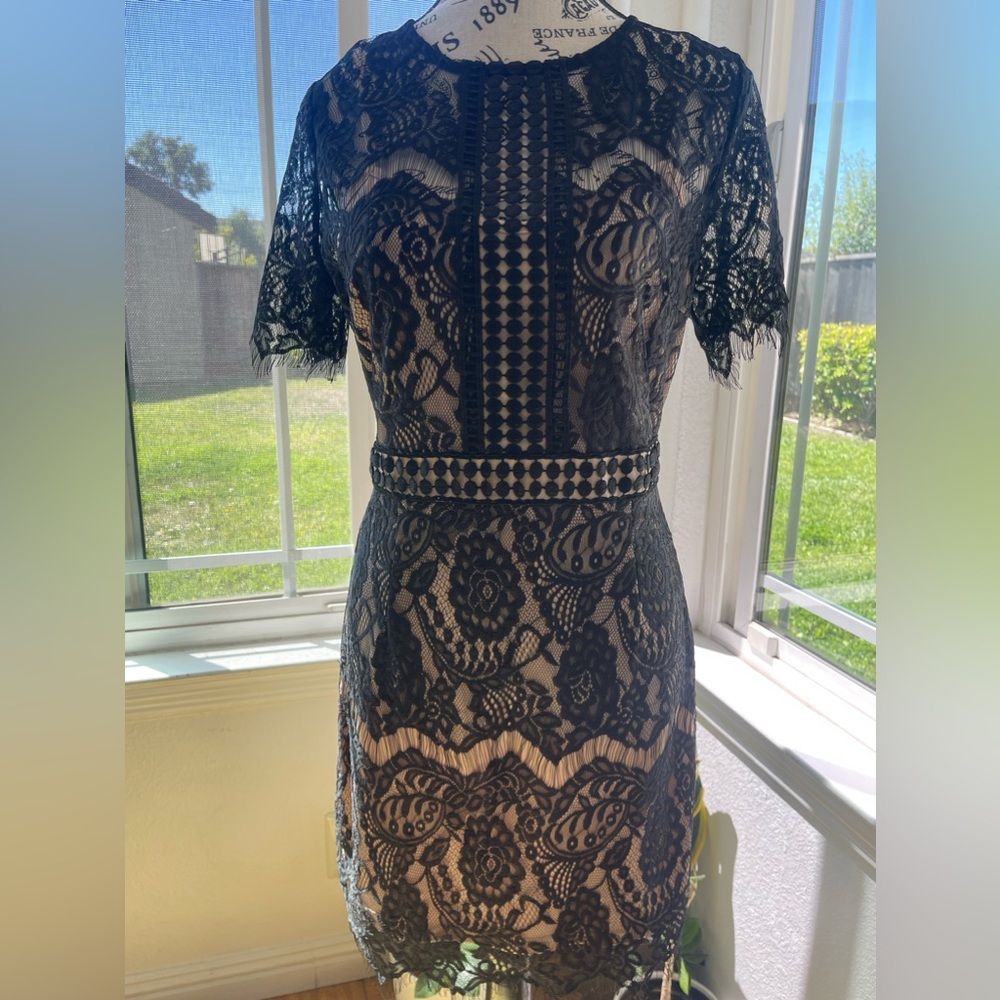 Forever 21: Women’s Lace short sleeve black dress | Size: Large